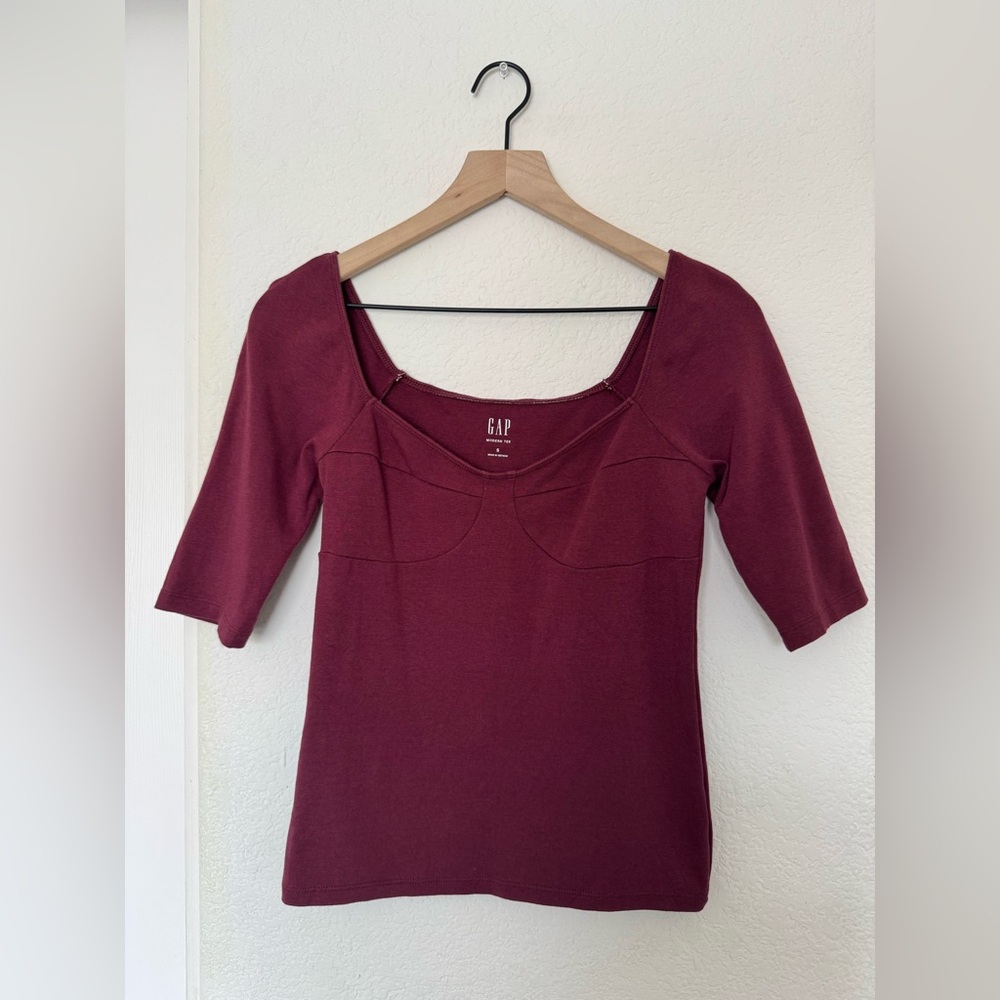 GAP Garnet Red Sweatheart Corset Top Size Small